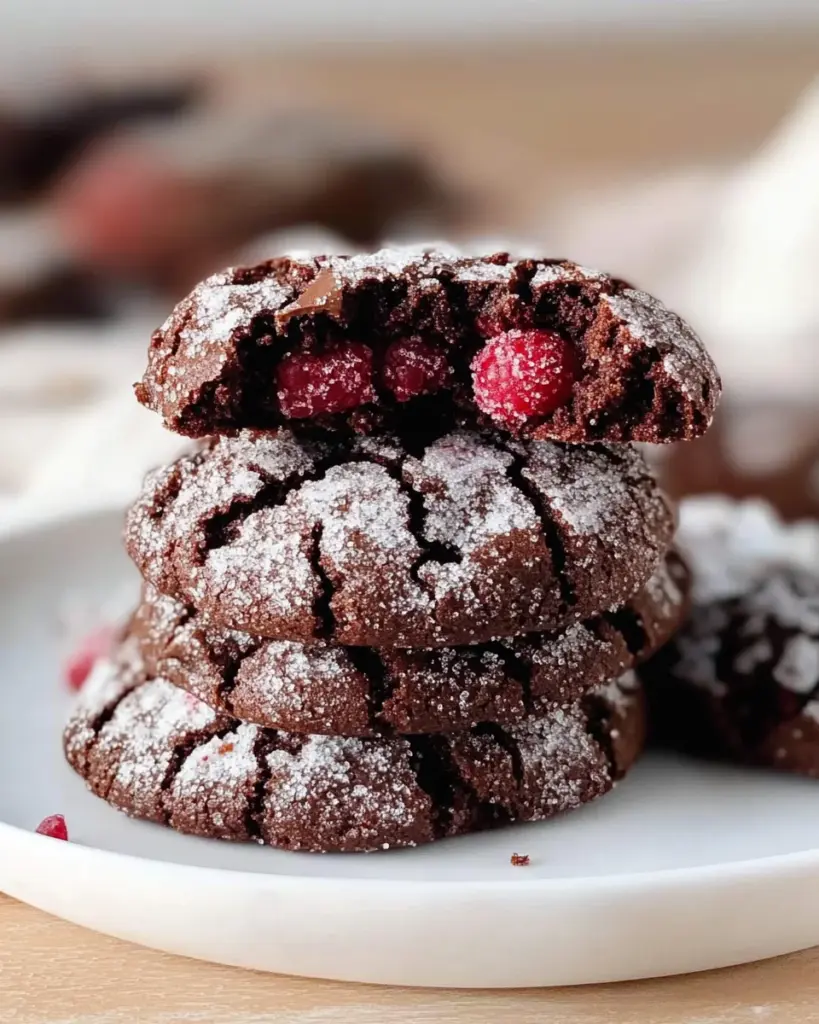 Chocolate Raspberry Crinkle Cookies