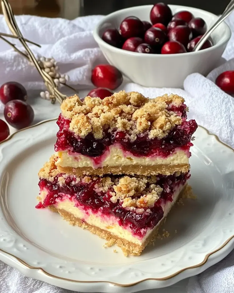 Easy Cranberry Cheesecake Bars with Crumble Topping