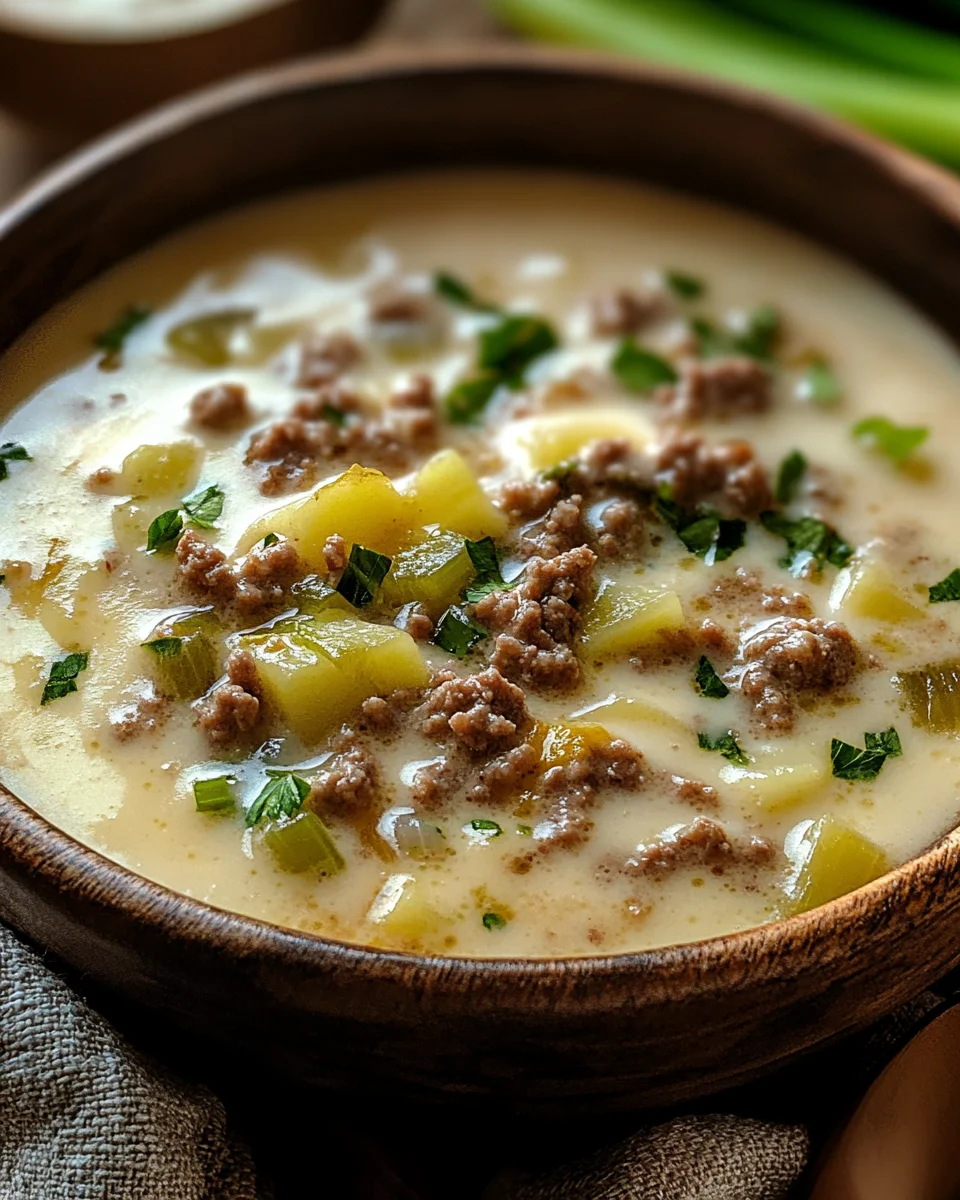 Hackfleisch-Käse-Lauchsuppe
