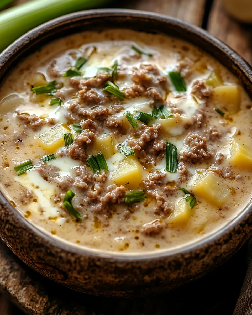 Hackfleisch-Käse-Lauchsuppe