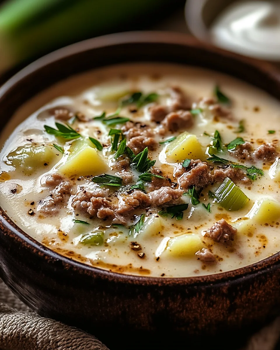 Hackfleisch-Käse-Lauchsuppe