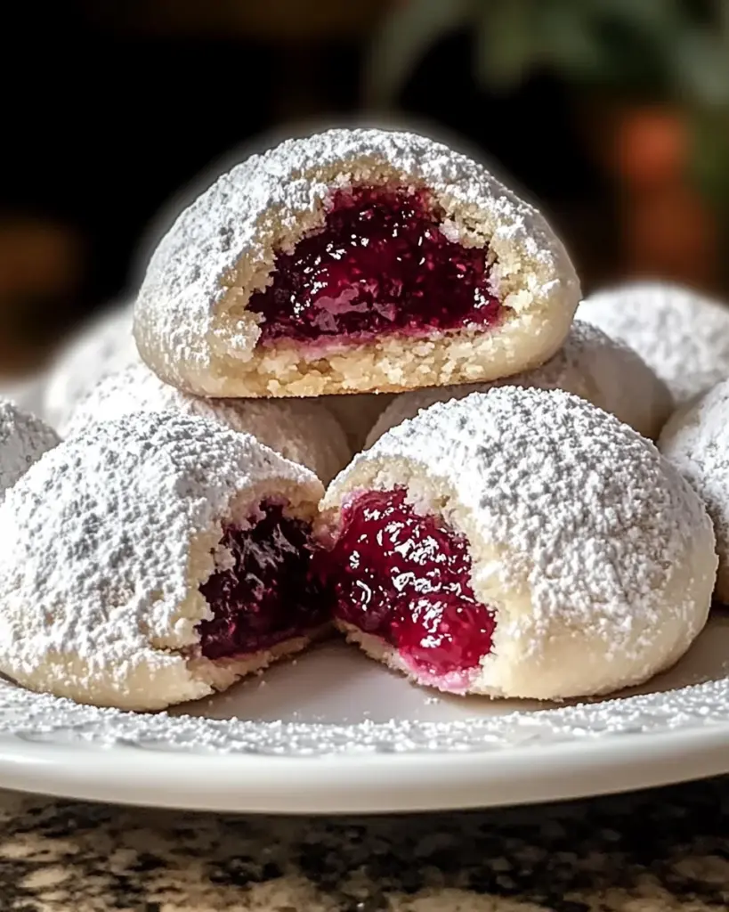 Raspberry Filled Almond Snowball Cookies for Sweet Moments
