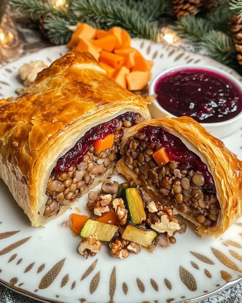 Veganer Linsenbraten im Blätterteigmantel