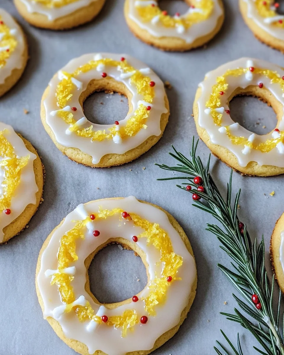 Zitronen Ausstechplätzchen Rezept – Weihnachtsplätzchen im Weihnachtskranz Look